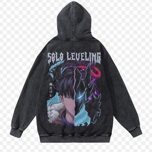 Gildan Black  SOLO LEVELING  Graphic Hoodie Size 2XL